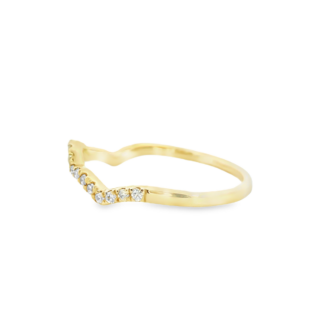 14K YG Curved Diamond Band