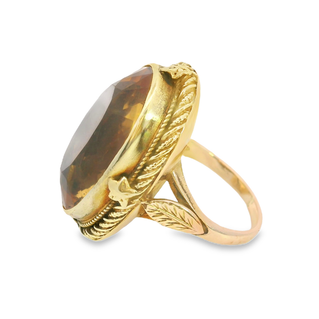 14K YG Vintage Citrine Ring Size