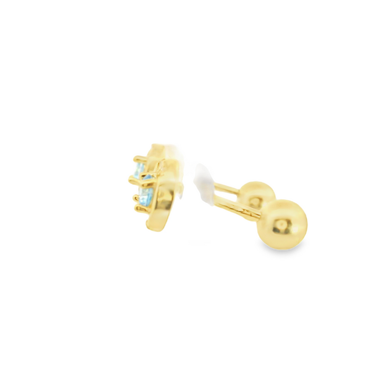 Gold Plated Sterling Silver Turquoise & CZ Stud Earrings