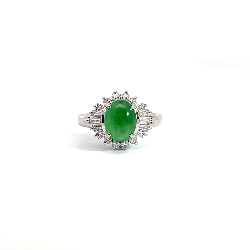 Platinum Jade & Diamond Ring