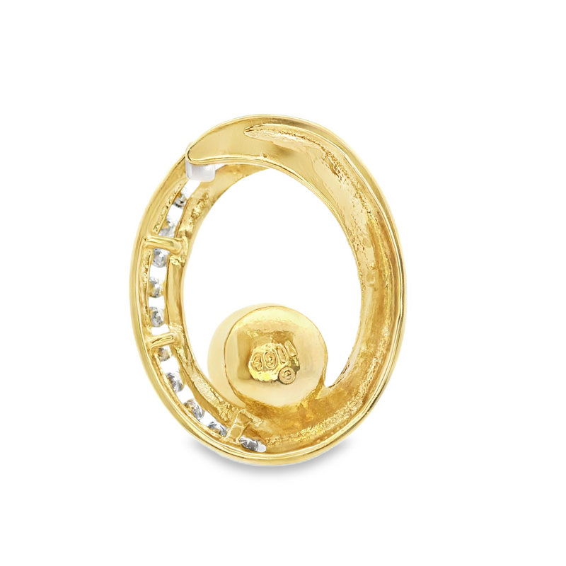 14K YG Pearl & Diamond Pendant