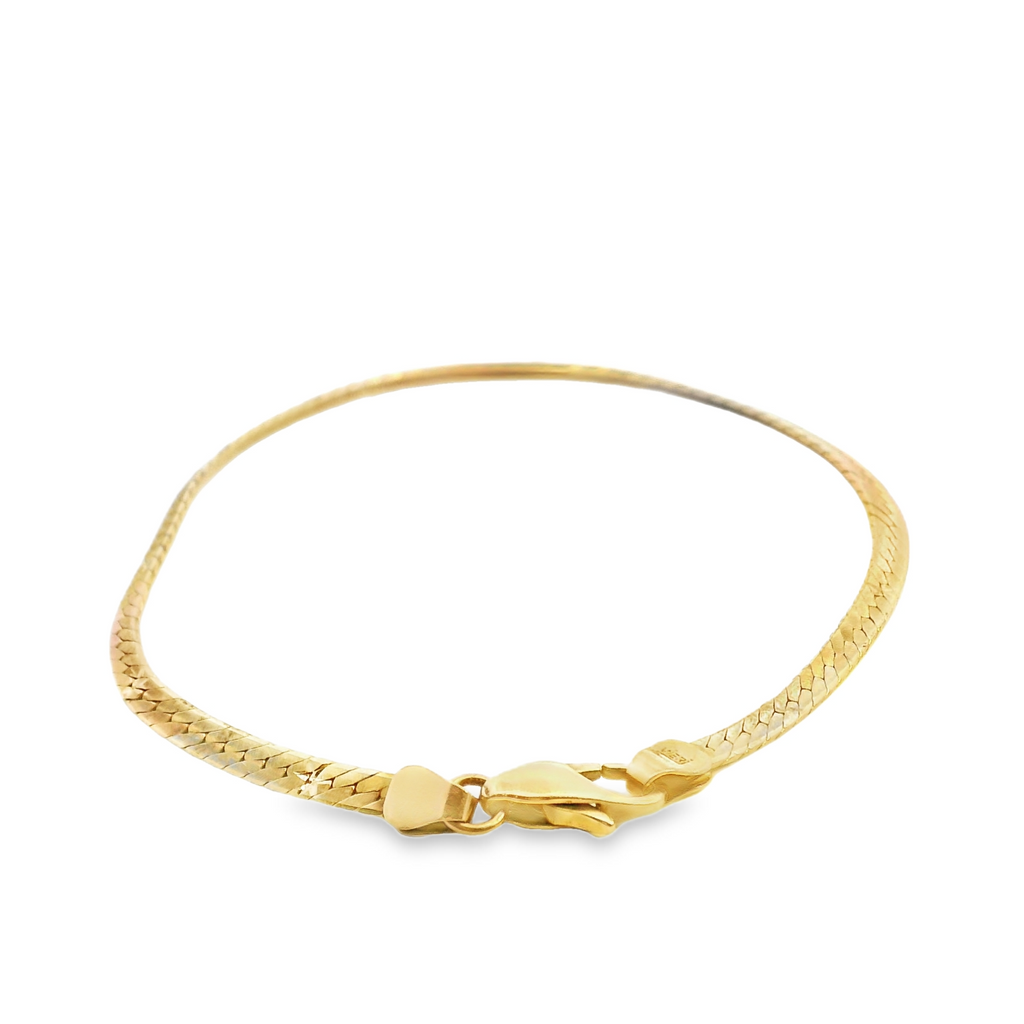 14K Tri Color Herringbone Bracelet 7"