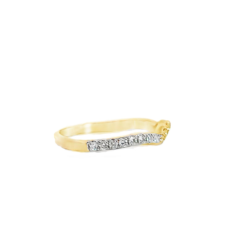 14K YG Curved White & Yellow Diamond Band