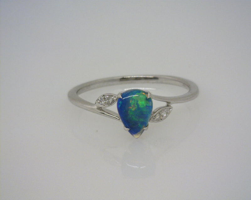 14K WG OPAL/DIAMOND RING