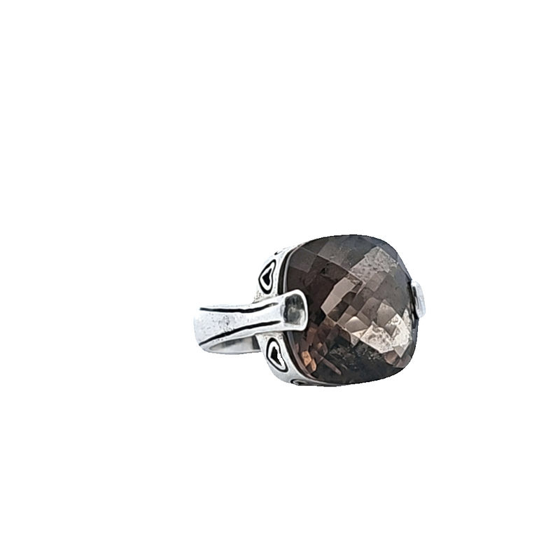 SS Smoky Quartz Ring Size 6