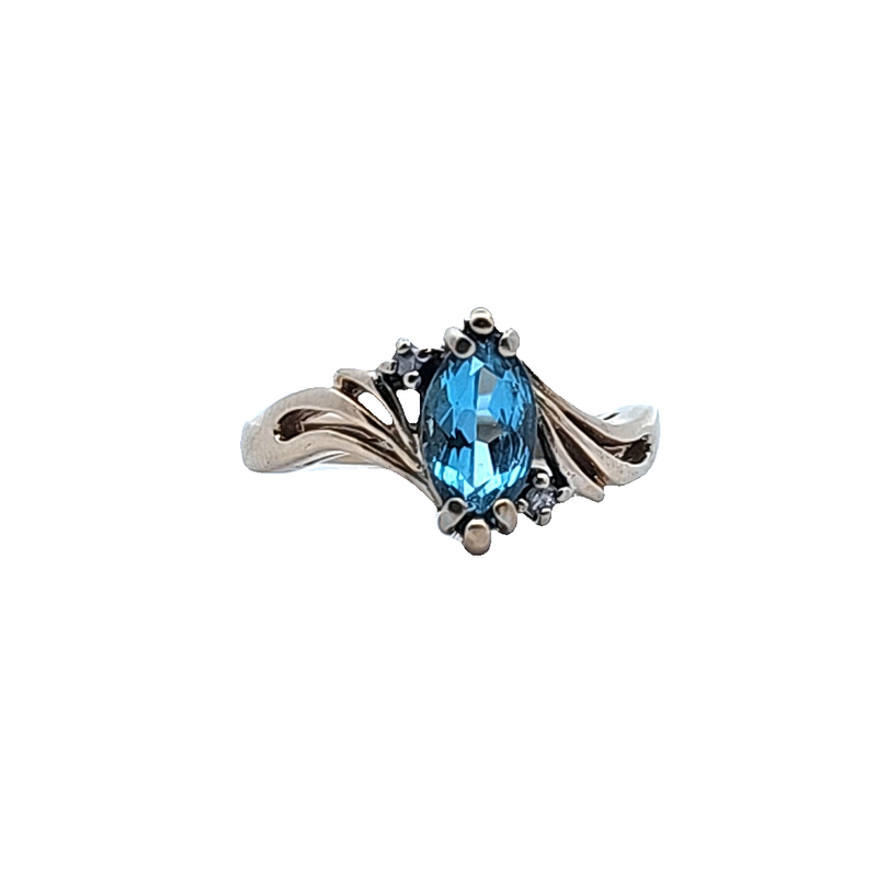 14K YG TOPAZ/DIAMOND RING