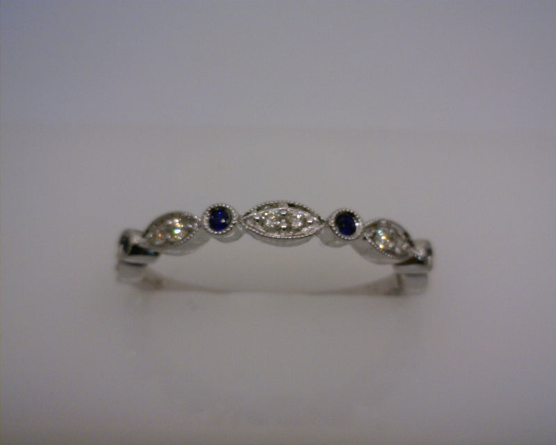 14K WHITE GOLD SAPPHIRE/DIAMOND BAND