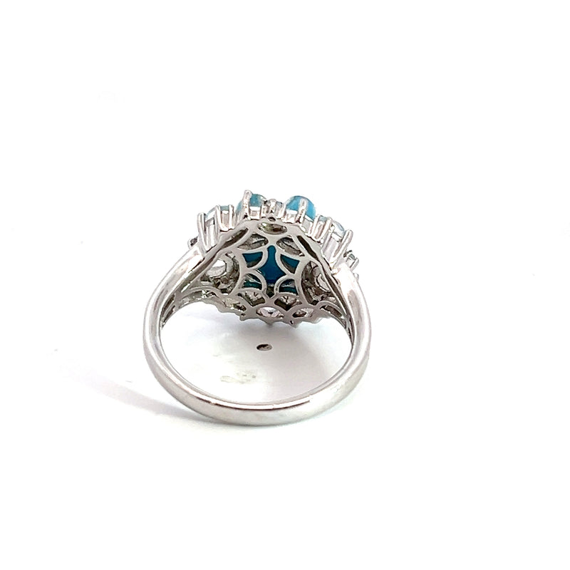 Sterling Silver Turquoise, Moonstone & Blue Topaz Ring