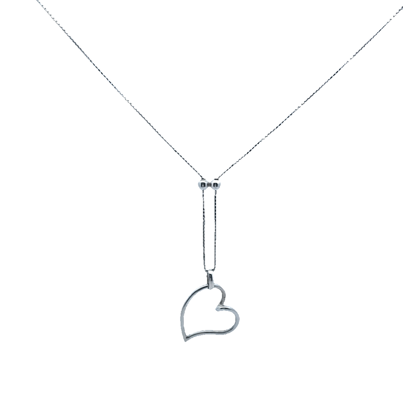Sterling Silver Heart Dangle Chain Necklace 16"