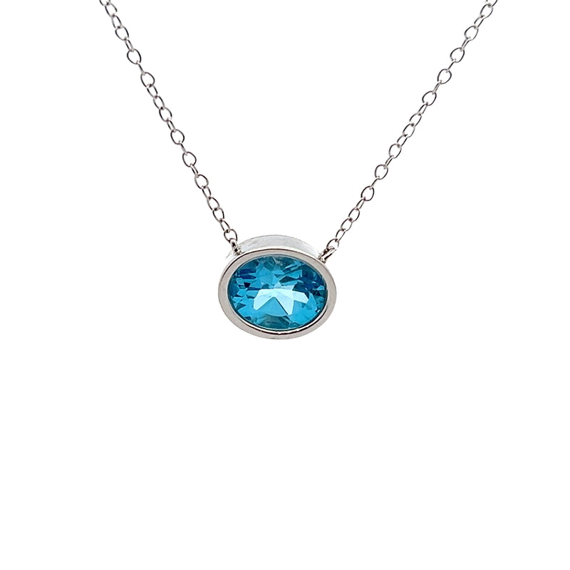 14K WG Blue Topaz Necklace