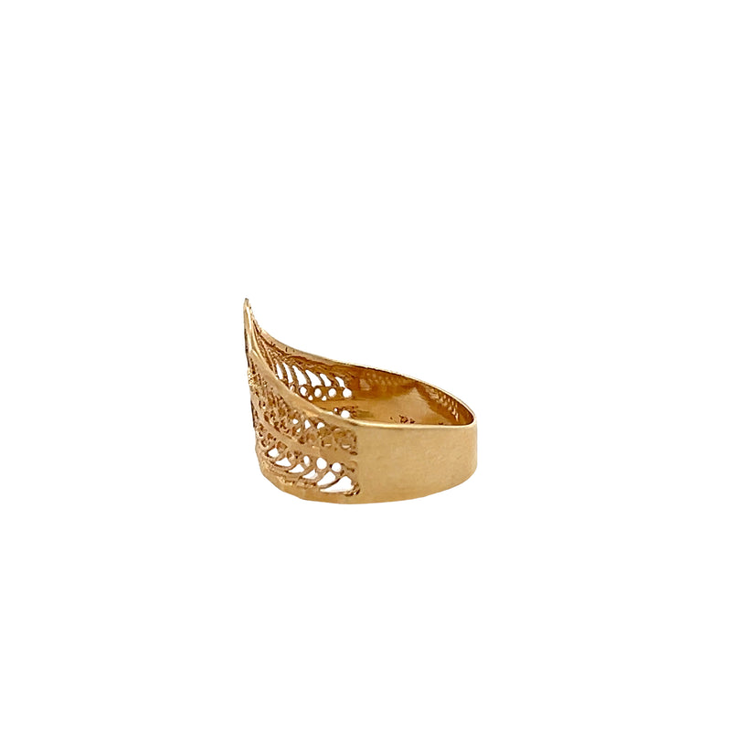 14K YG Filigree Chevron Band