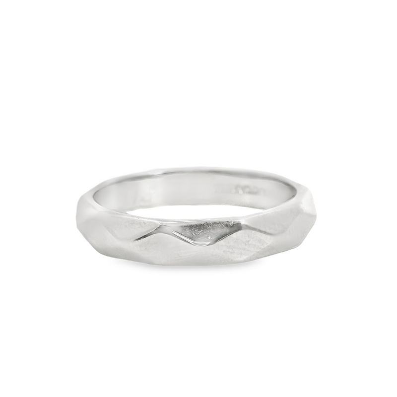 14K WG Diamond Cut Wedding Band