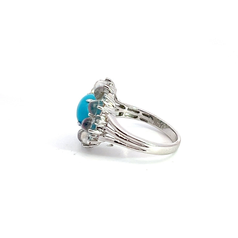 Sterling Silver Turquoise, Moonstone & Blue Topaz Ring