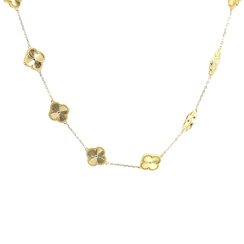 Gold Plated Clover Station Necklace