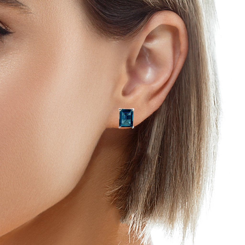 Sterling Silver London Blue Topaz Stud Earrings