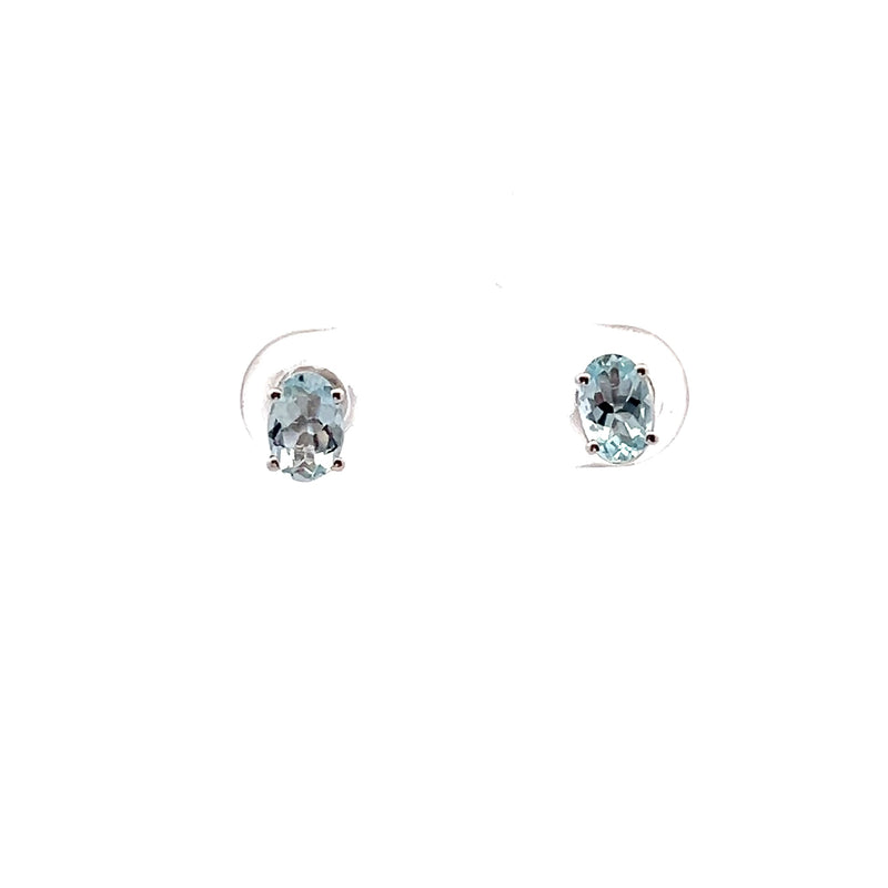 14K WG Aquamarine Stud Earrings