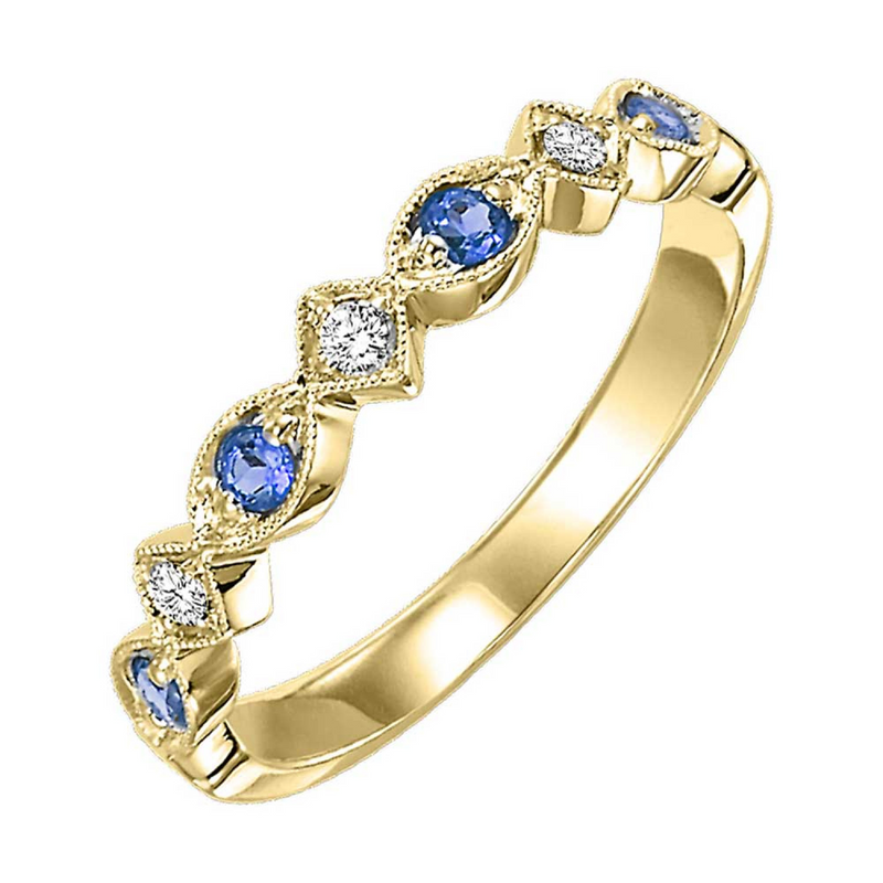 10K YG Sapphire & Diamond Stackable Band