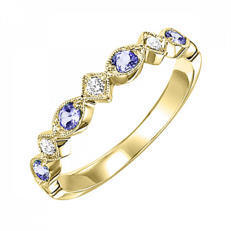 10K YG Synthetic Alexandrite & Diamond Band
