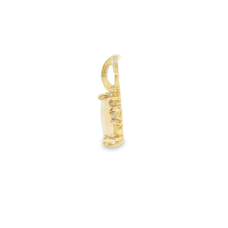 14K YG Opal & Diamond Pendant