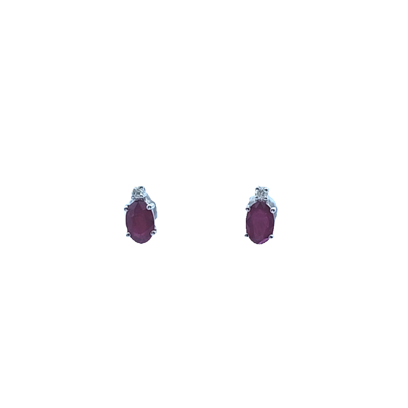 14K WG Ruby & Diamond Stud Earrings