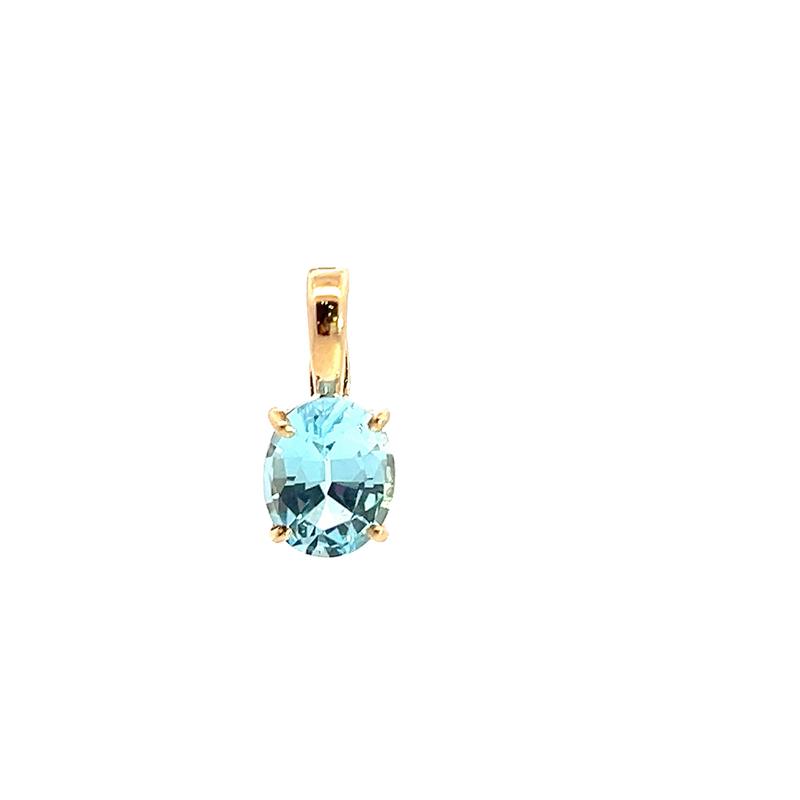 14K YG Blue Topaz Pendant