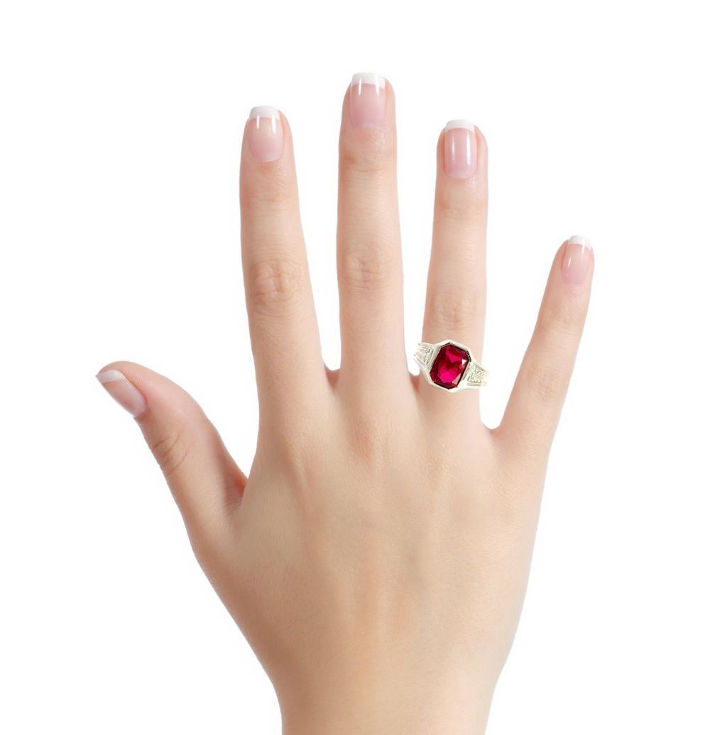 14K WG Synthetic Ruby Ring