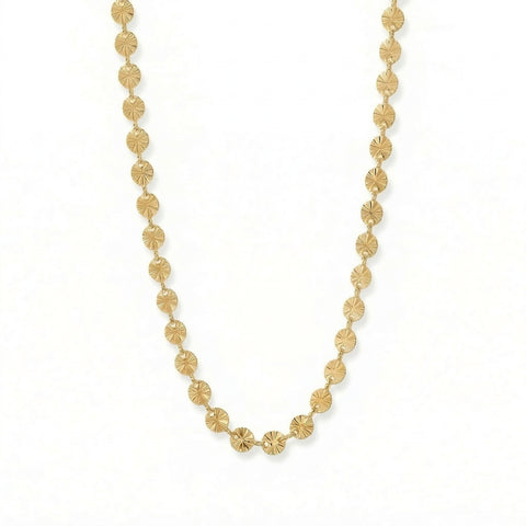 18 Karat Gold PVD Stainless Steel Sunburst Necklace