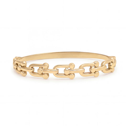 18 Karat Gold PVD Horse Bit Hinged Bracelet