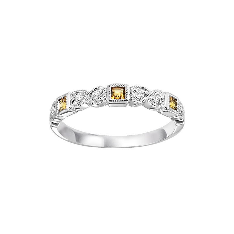 10K WG Citrine & Diamond Band