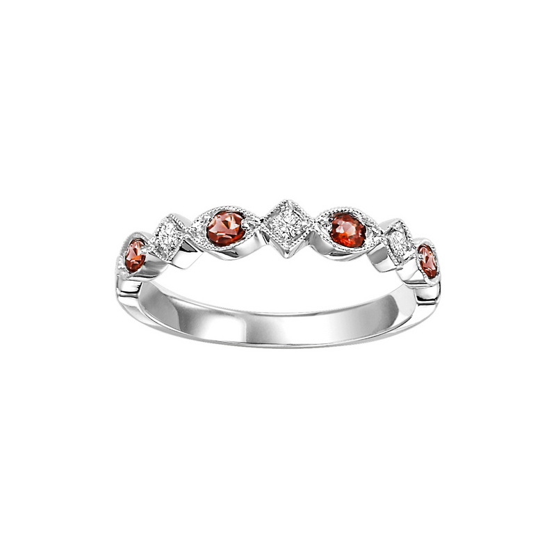 10K WG GARNET & DIAMOND BAND