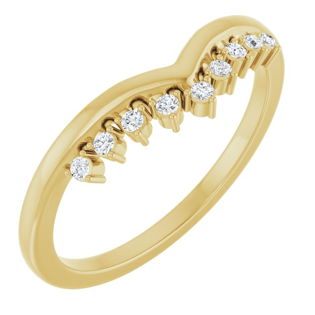 14K YG Curved Diamond Band 0.08 CT TW