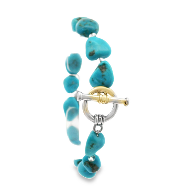 Sterling Silver "Peyote Bird" Artisan Designer Turquoise Bracelet