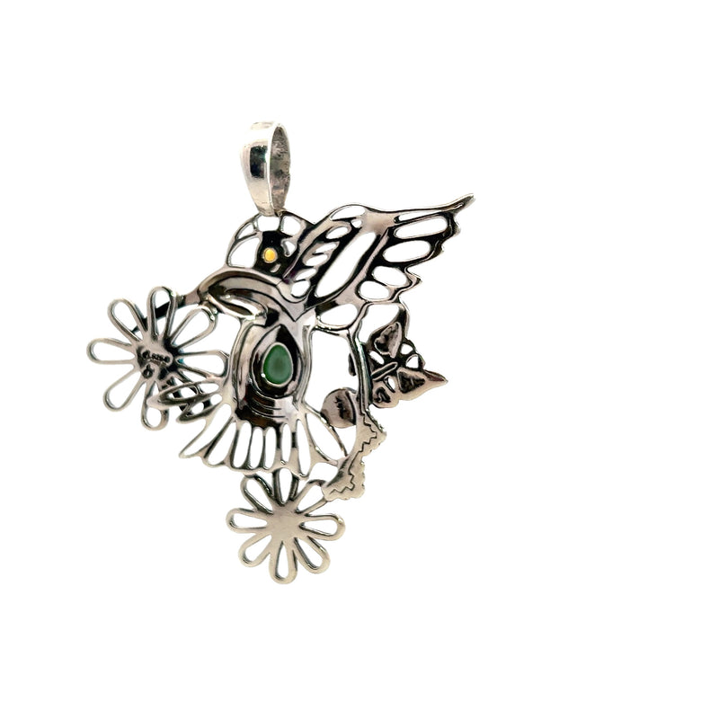 Carolyn Pollack Sterling Silver Hummingbird Gemstone Pendant