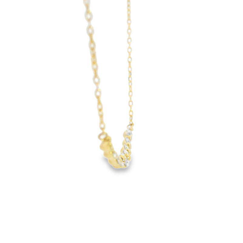 18K YG Curved Diamond Bar Necklace