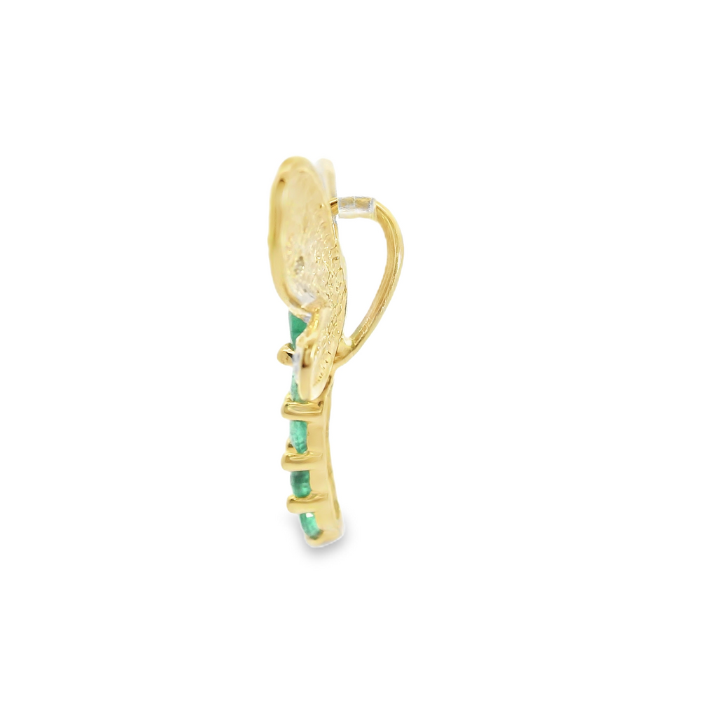 14K YG Emerald & Diamond Dragonfly Pendant