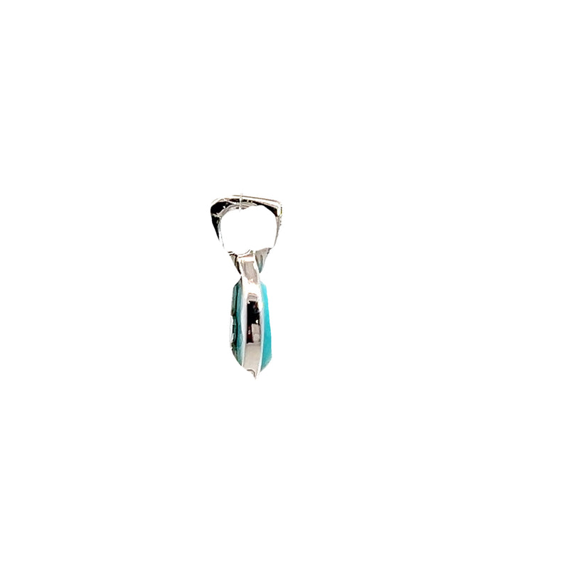 Sterling Silver Turquoise & Diamond Pendant