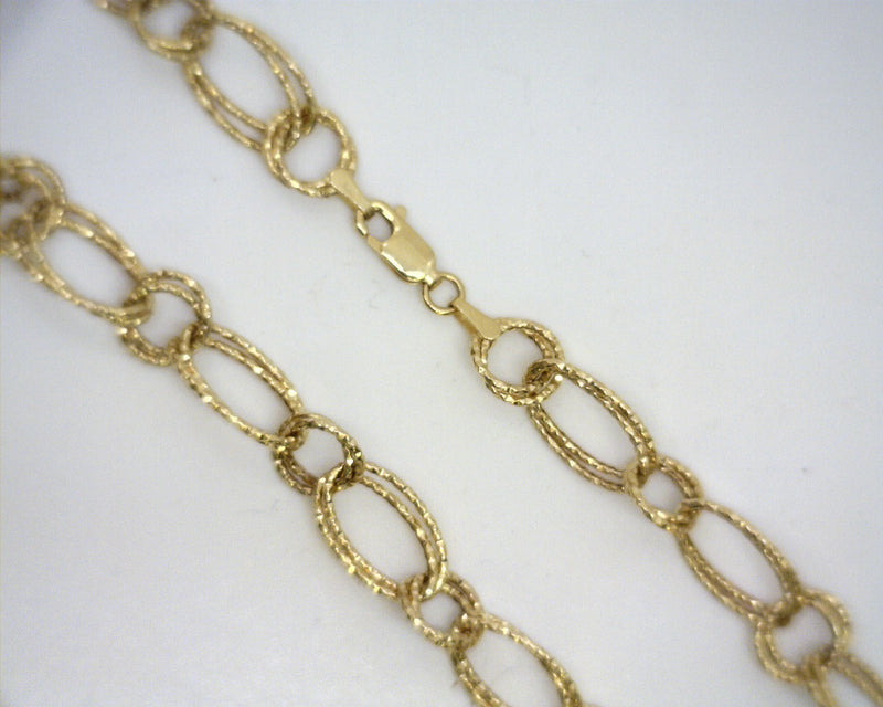 14K YG Diamond Cut Double Link Necklace 36"