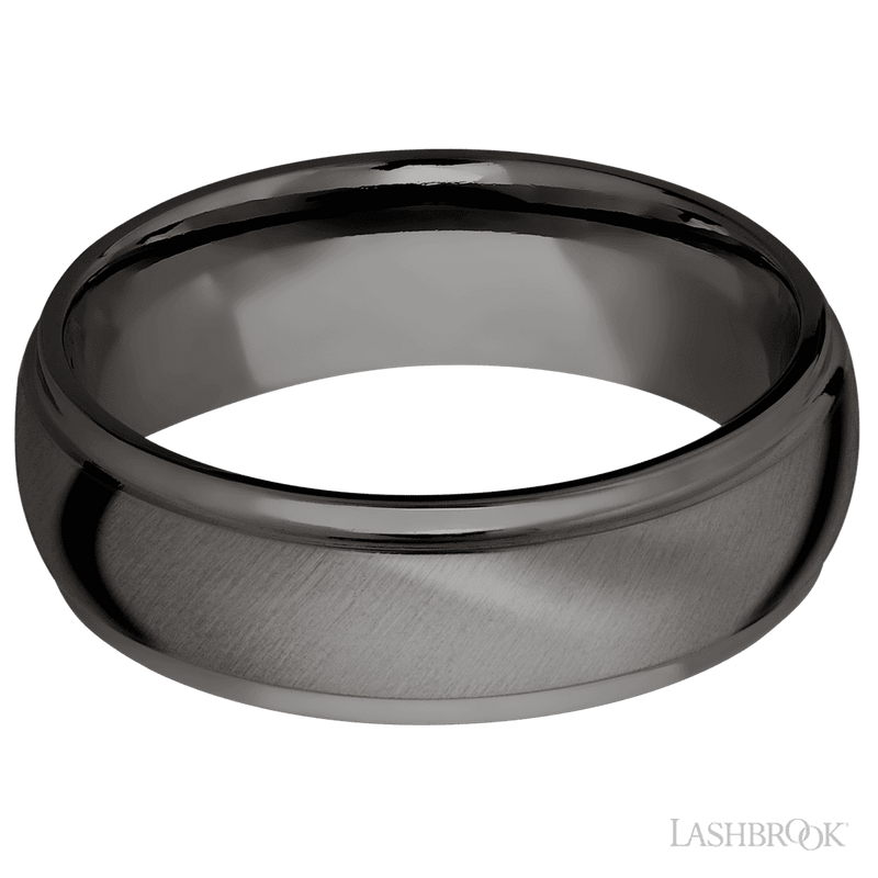 7 mm wide Domed Stepped Down Edges Tantalum Noir band. Size 11.75