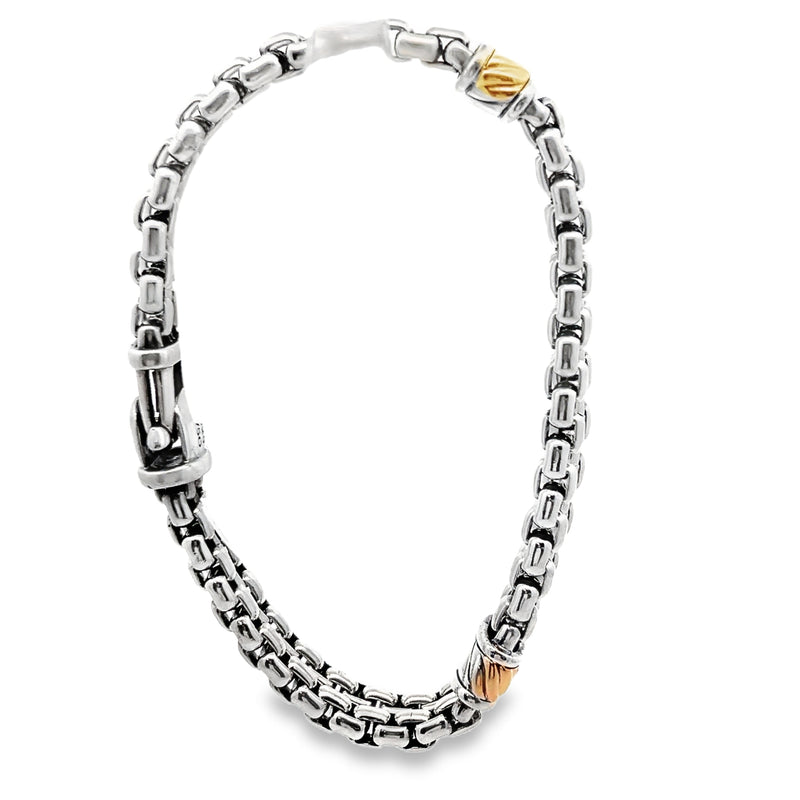 David Yurman Sterling Silver & 18K YG Double Row Bracelet 8"