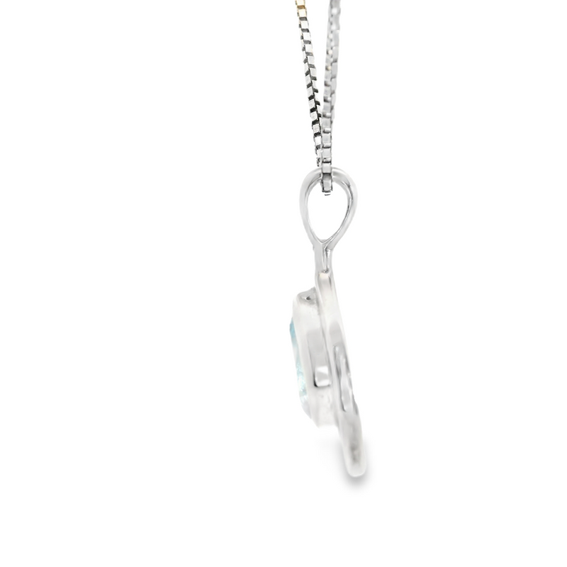 Sterling Sliver Blue Topaz Pendant with 16" Chain