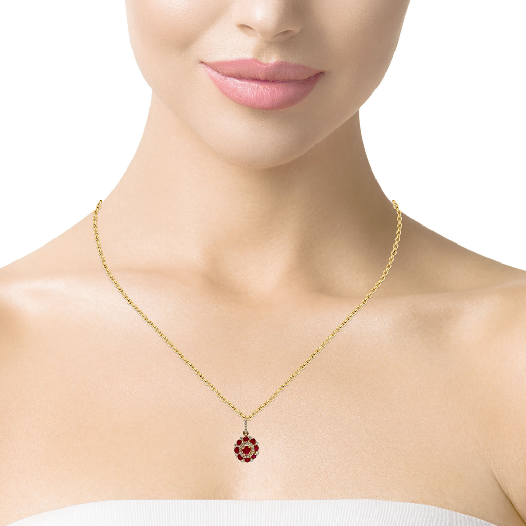 14K YG Ruby & Diamond Pendant