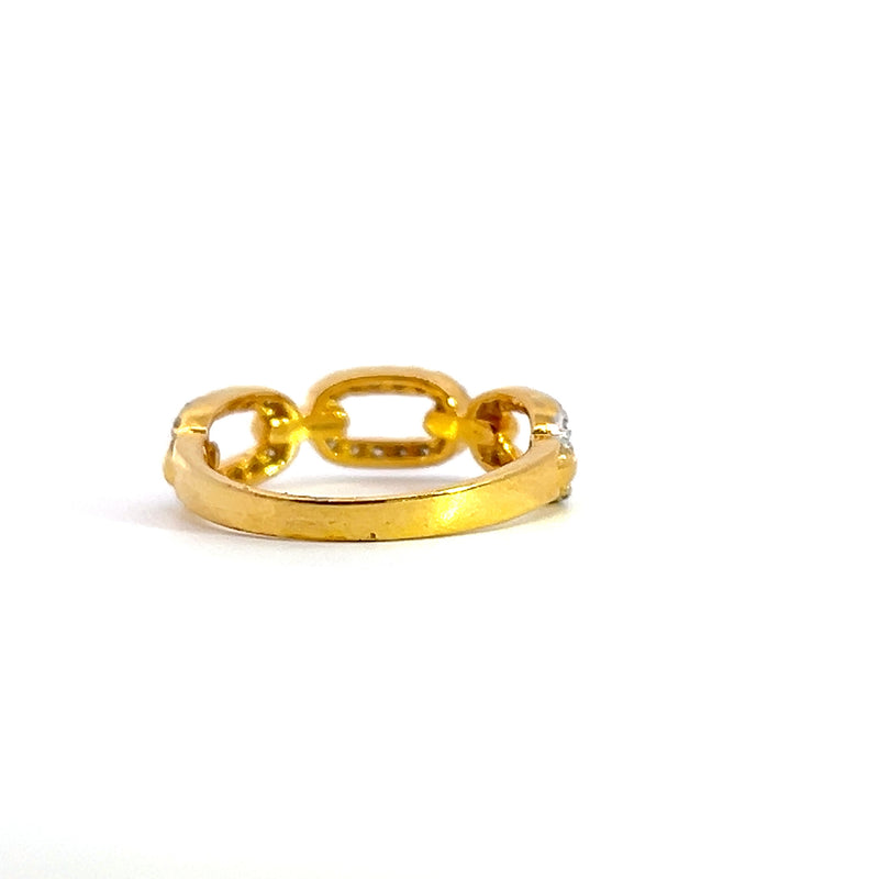 14K YG Chain Style Diamond Ring