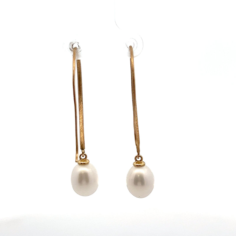 14K YG Pearl Drop Earrings