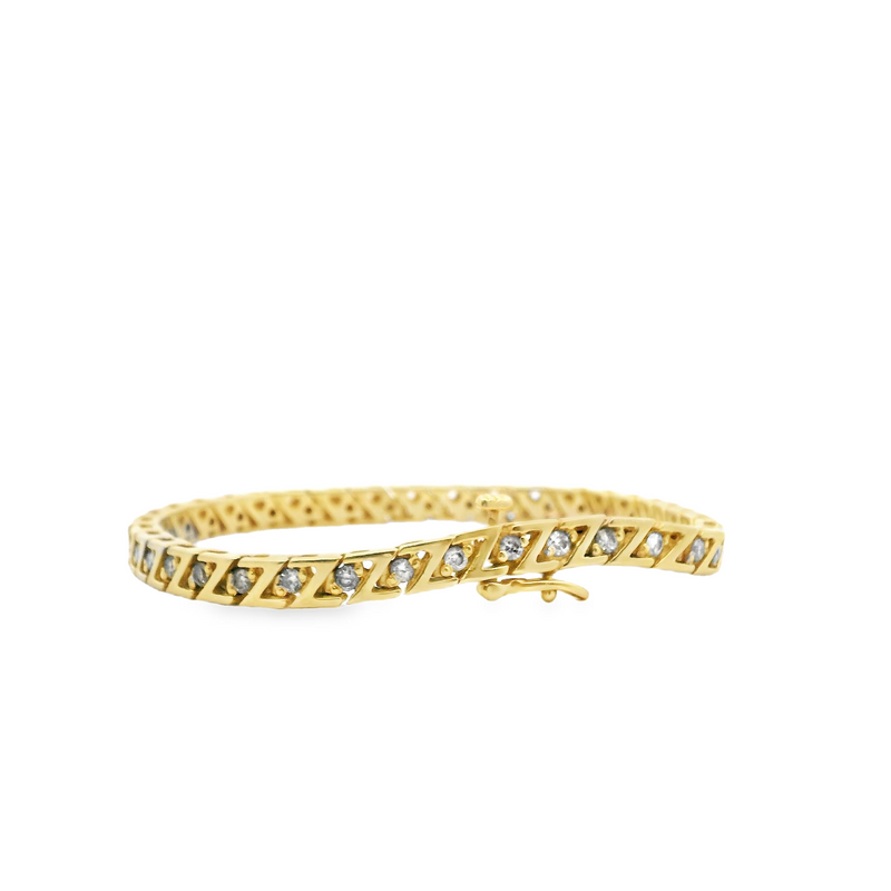 14K YG Diamond Tennis Bracelet 2.25 CT TW