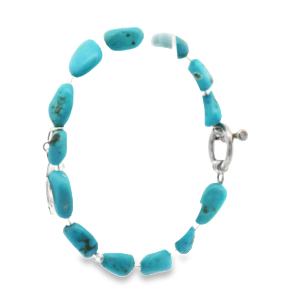 Sterling Silver "Peyote Bird" Artisan Designer Turquoise Bracelet