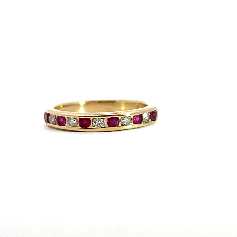 14K YG Ruby & Diamond Band