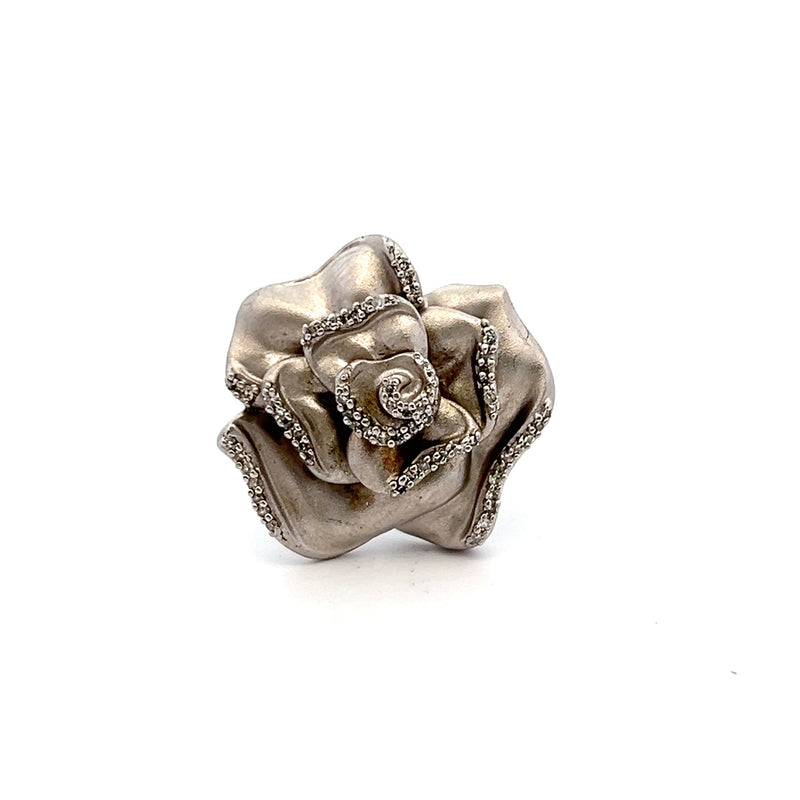 Sterling Silver Diamond Flower Ring