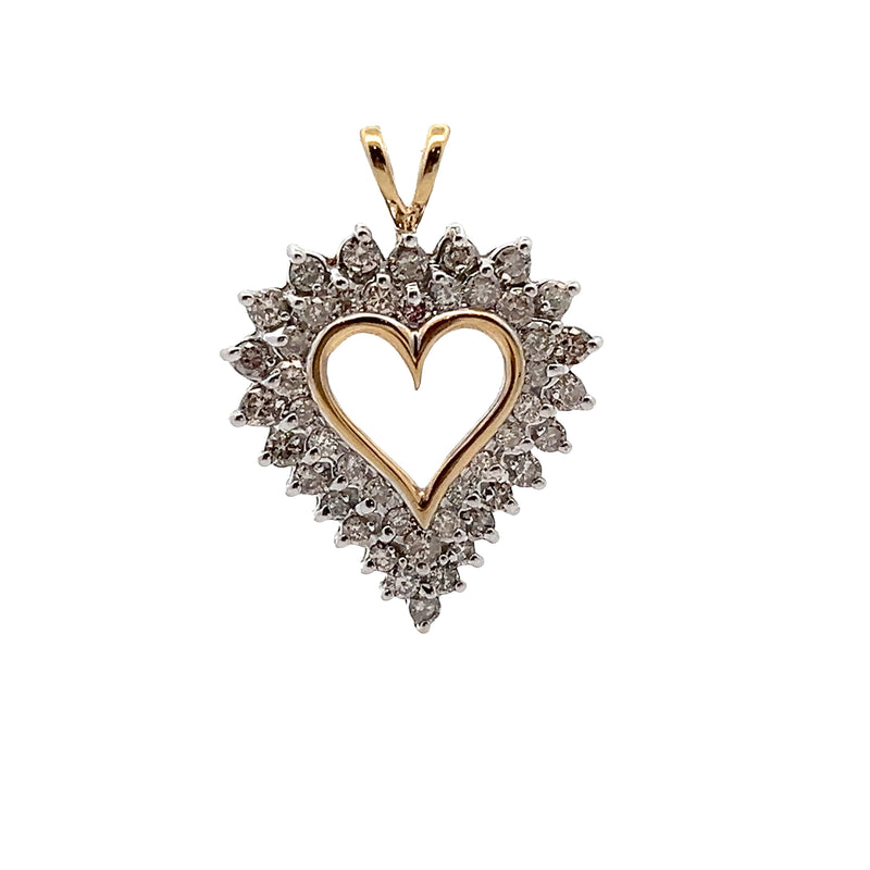 10K YG Diamond Heart Pendant