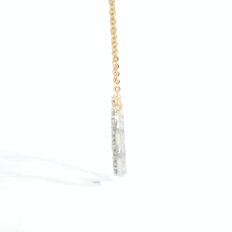 14K Two Tone Flower Diamond Necklace