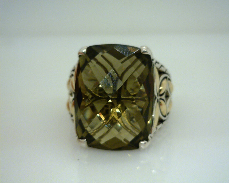 John Hardy Batu Kawung Two Tone Smoky Quartz Ring